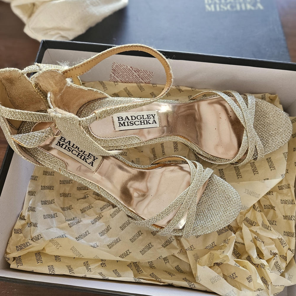 Badgley Mischka Glittering Gold Heels